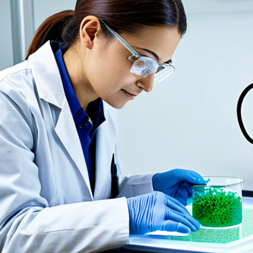 Home 6 A professional female bio-engineer, fully clothed in a modest lab coat, meticulously observing a state-of-the-art 3D bioprinter as it precisely fabricates a miniature organoid structure, layer by layer, from biological ink. The modern, brightly lit laboratory features advanced scientific equipment, clean surfaces, and glowing digital displays showing intricate biological data. The scene emphasizes precision, innovation, and scientific advancement. Perfect anatomy, correct proportions, natural pose, well-formed hands, proper finger count, natural body proportions. Safe for work, appropriate content, family-friendly, high-quality professional photography.